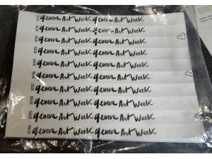 Bracelets s�curis�s tyvek impression en noir pour Association GENEVE.ART � Gen�ve