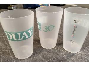 Gobelet verre � vin r�utilisable en 12 cl au trait et 18cl en totalit� impression couleurs (quadri) pour Duay SA � Martigny