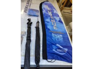 Oriflammes plume personnalis�s avec pied acier de 6kg pour Fondation Cherpillod � Payerne