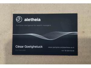 Carte de visite avec impression couleur sur les deux faces papier �pais 400g couch� demi mat pour Aletheia � Founex