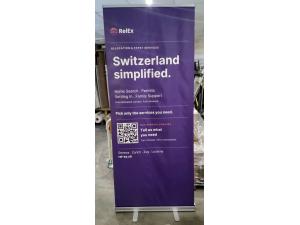 Roll-up Alu Premium imprim� et personnalis� face avant 85cm pour Relocation & Expat Services GmbH � Lutry